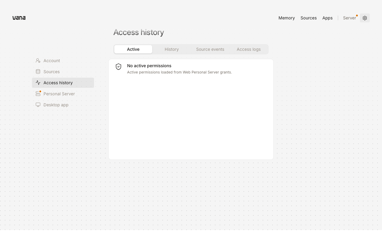 Active permissions: Empty